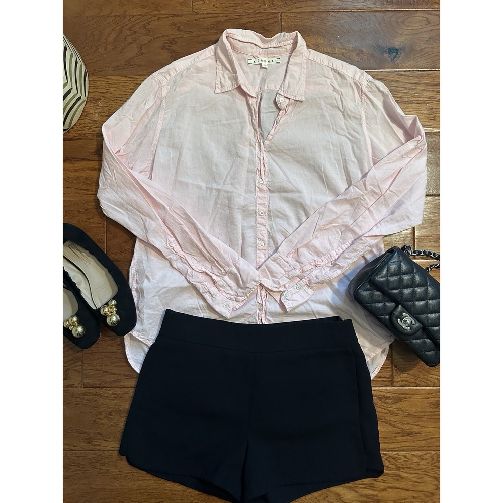 XIRENA Pink Cotton Button Down Shirt S Long Sleeve Made in USA Gauze-like